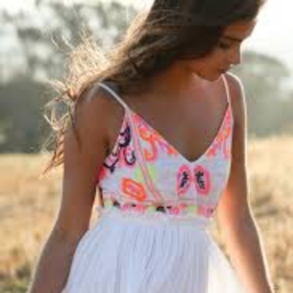 Raga Sunset Canyon Backless Embroidered Dress L - Picture 2 of 4